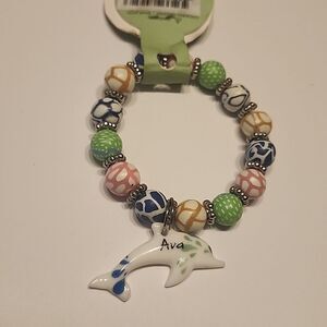 Personalized Ava Watercolor Fimo Braclet MAI Inc Girls Beaded Bracelet Bead